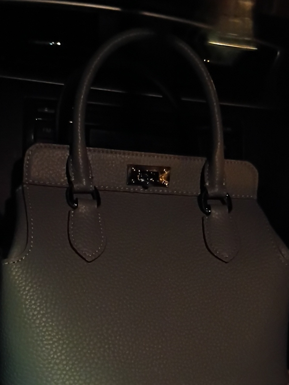 Elegant Pebbled Satchel in Taupe